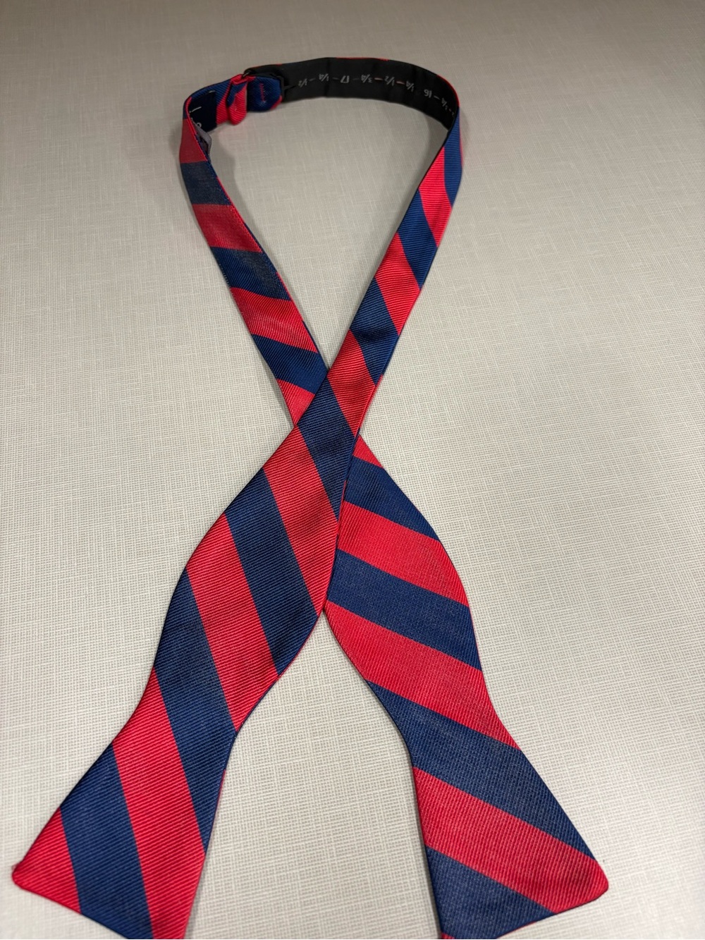 Collared Greens  Bow Tie 100% Repp Silk Red and Navy Blue Stripes, July 4th